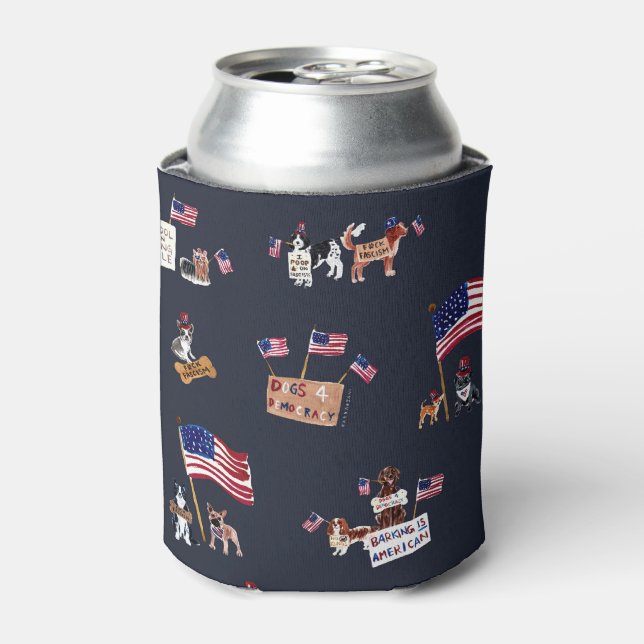 DOGS 4 DEMOCRACY Indigo Can Cooler (Can Front)
