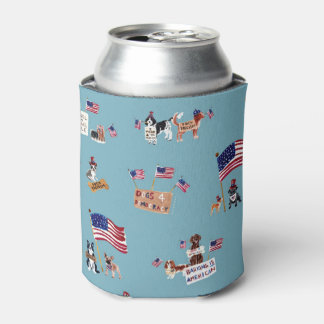 DOGS 4 DEMOCRACY Sky Blue Can Cooler