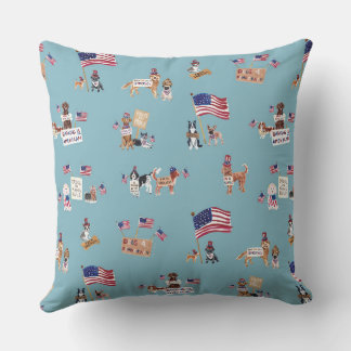 DOGS 4 DEMOCRACY Two-Sided Blue Outdoor Pillow