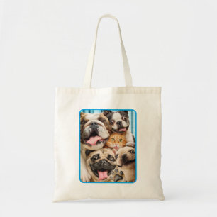 Dogs and a Cat Group Photo Tote Bag