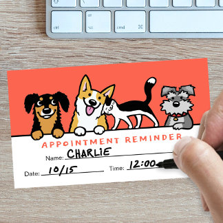Dogs and Cat Cute Animal Care Appointment Reminder Business Card