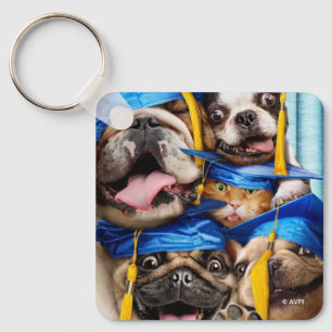 Dogs and Cat Grads in Photo Booth Keychain