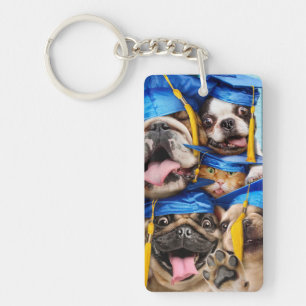 Dogs and Cat Grads in Photo Booth Keychain