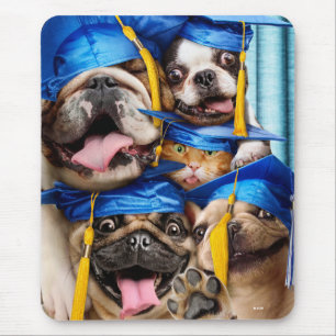 Dogs and Cat Grads in Photo Booth Mouse Pad
