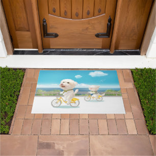 Dogs and Cats Biking by the Sea Doormat