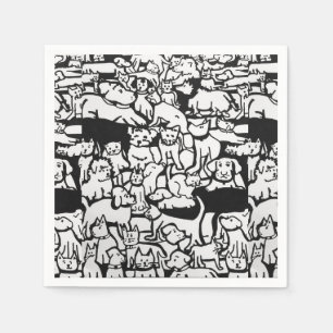 Dogs and Cats Cartoon" Paper Napkins