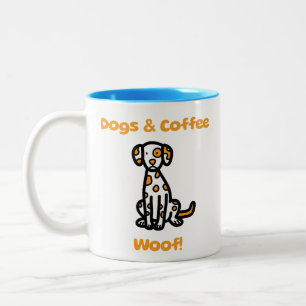 Dogs and Coffee Woof! Two-Tone Coffee Mug