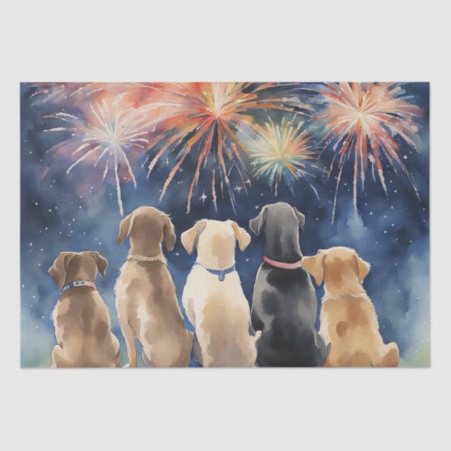 Dogs and Fireworks Decoupage Paper (Front)