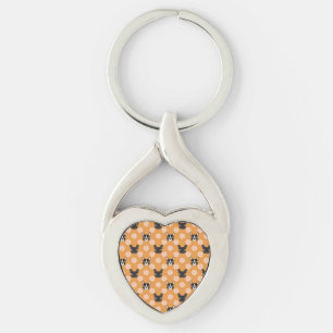Dogs and Flowers Gold Keychain