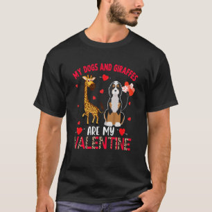Dogs And Giraffes Are My Valentine Bernedoodle Wit T-Shirt