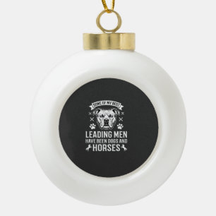 Dogs And Horses Leading Men Ceramic Ball Christmas Ornament