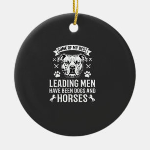 Dogs And Horses Leading Men Ceramic Ornament