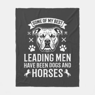 Dogs And Horses Leading Men Fleece Blanket