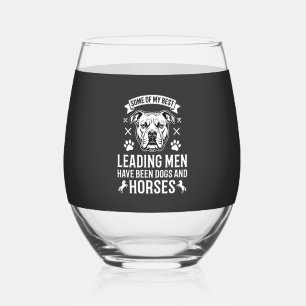 Dogs And Horses Leading Men Stemless Wine Glass