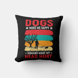 Dogs and Humans Humour Throw Pillow