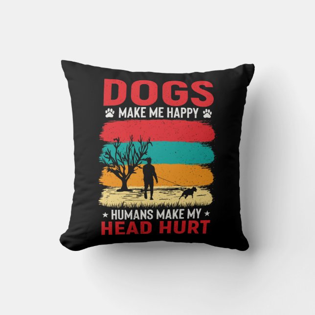 Dogs and Humans Humour Throw Pillow (Front)