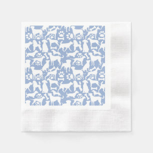 Dogs and paws pattern 02.b LBlue BG Napkin