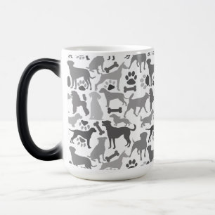 Dogs and paws pattern 03.b White BG Magic Mug