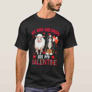 Dogs And Sheeps Are My Valentine Bernedoodle With  T-Shirt