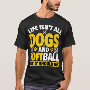Dogs And Softball Funny Softball Long Slee T-Shirt