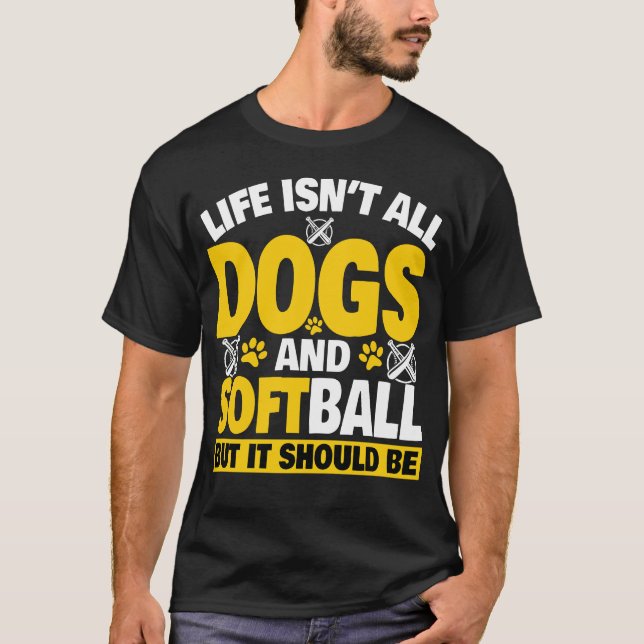 Dogs And Softball Funny Softball Long Slee T-Shirt (Front)