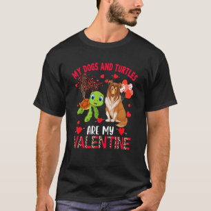 Dogs And Turtles Are My Valentine Sheltie With Tur T-Shirt