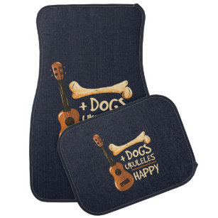 Dogs and Ukulele Makes Me Happy Car Mat