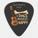 Dogs and Ukulele Makes Me Happy Personalized Guitar Pick<br><div class="desc">Rock the day away in this funny Ukulele player pick featuring a Ukulele and dog message that says Dogs Ukuleles Happy. Would make a great gift for guitar and Ukulele players or Ukelele learners</div>