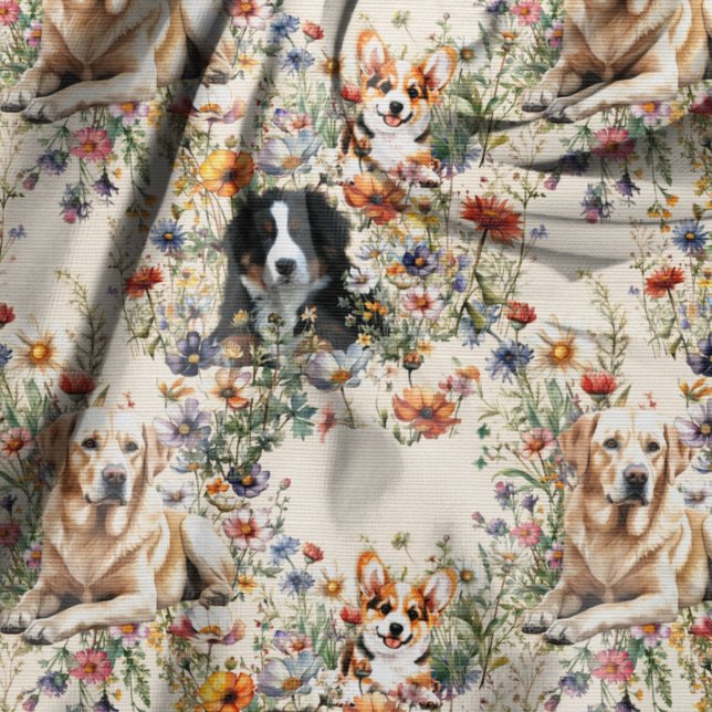 Dogs and Wildflowers Seamless Repeating Pattern Fabric (Creator Uploaded)