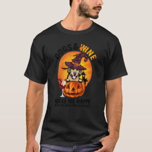 Dogs And Wine Make Me Happy Halloween Golden Retri T-Shirt