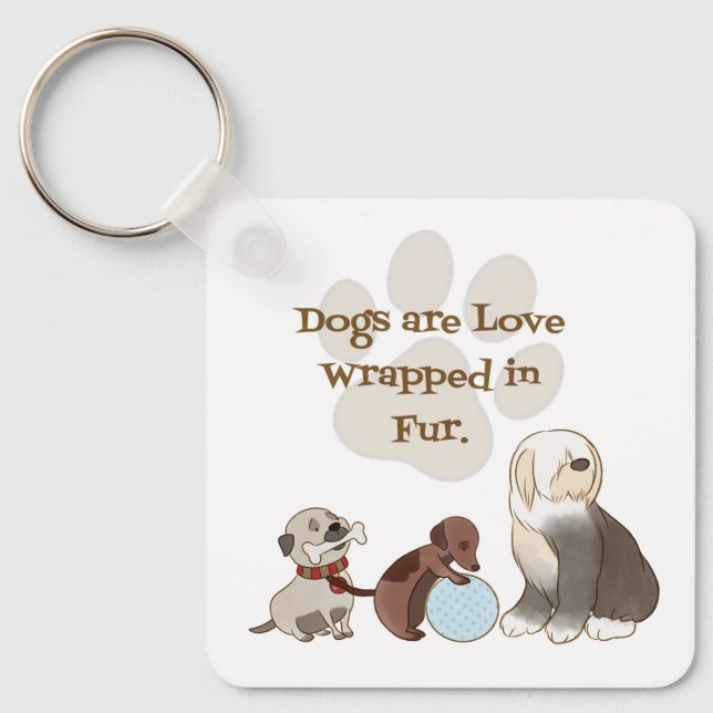 Dogs are love wrapped in fur key chain (Front)