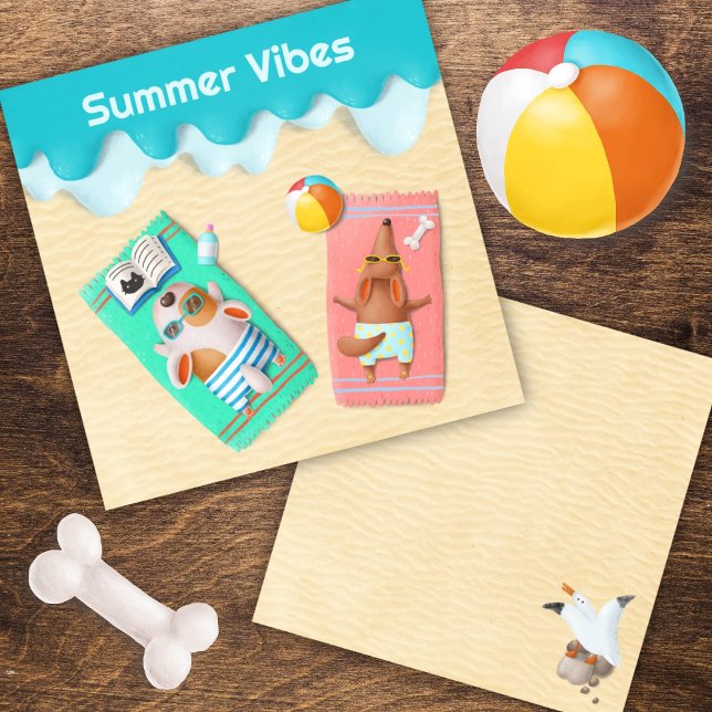 Dogs at Beach Summer Vibes Card (Creator Uploaded)