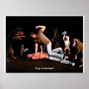 'Dogs at Manfight' 14x10 print