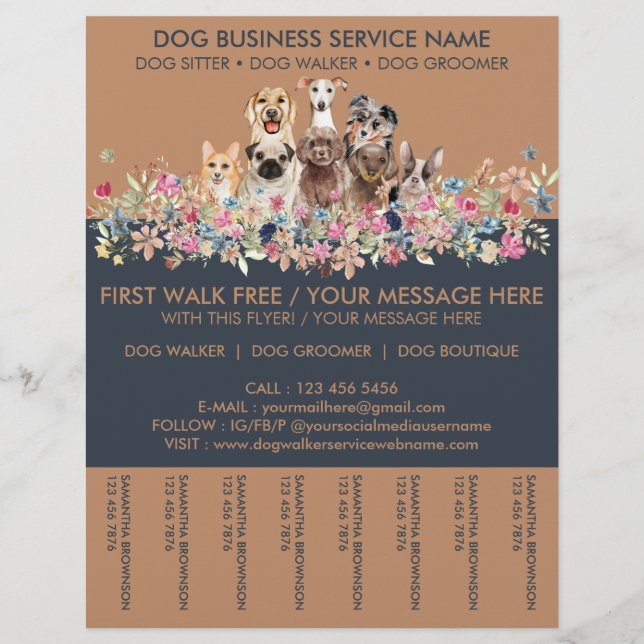 Dogs at the flowers appointment ticket business flyer (Front)