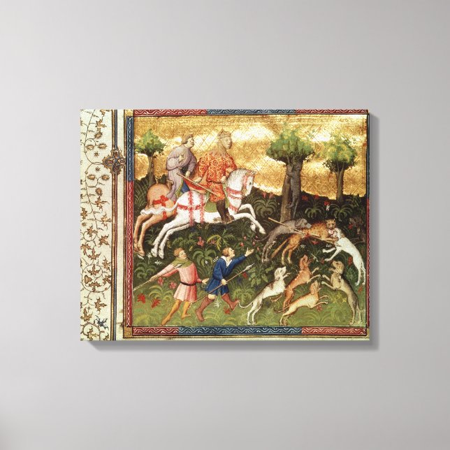 Dogs attacking a leopard, from a book canvas print (Front)