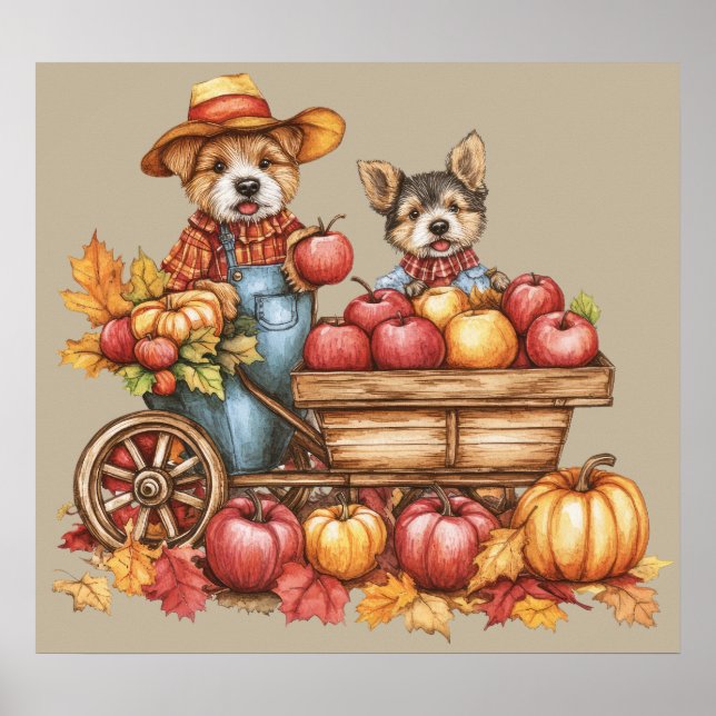 Dog's Autumn Applecart Poster (Front)