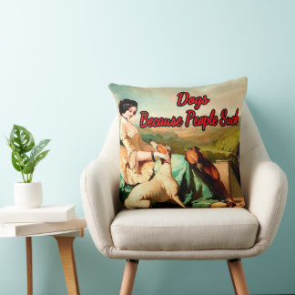 Dogs Because People Suck by Alfred De Dreux   Throw Pillow