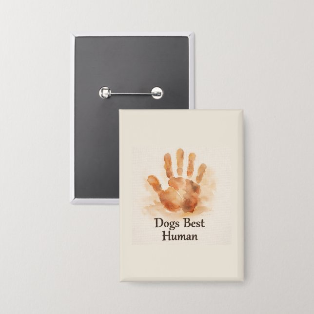 Dogs Best Human Handprint Rectangular Button (Front/Back)