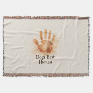 Dogs Best Human Painterly Handprint Throw Blanket