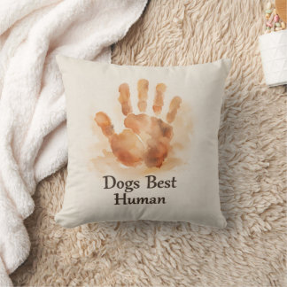 Dogs Best Human Painterly Handprint Throw Pillow