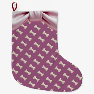 Dog's bone pink large christmas stocking