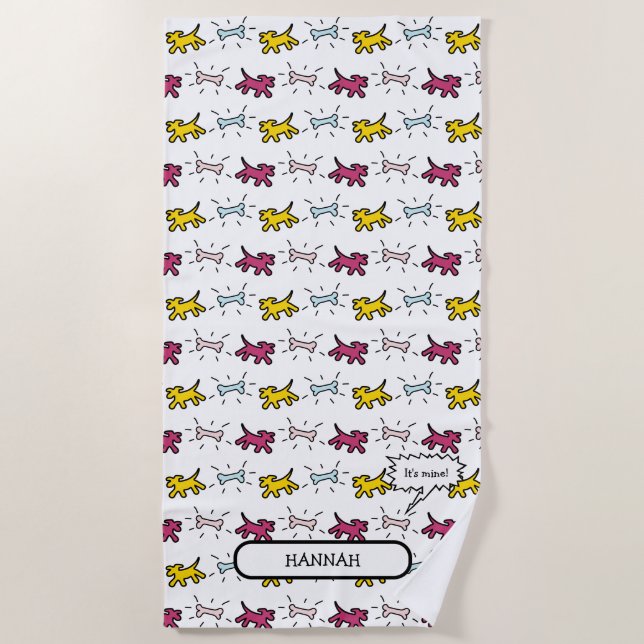 Dogs Bones RY Graffiti Style Name Beach Towel (Front)