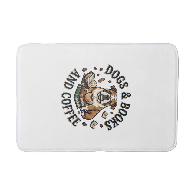 Dogs Books Coffee Bulldog Stack Cup_1 Bath Mat (Front)