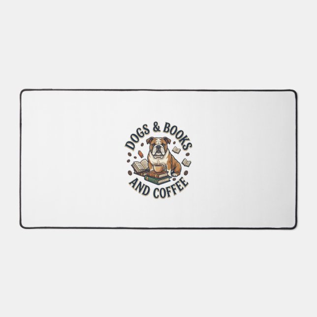 Dogs Books Coffee Bulldog Stack Cup_1 Desk Mat (Front)