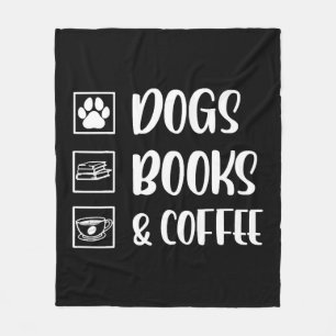 Dogs Books Coffee Funny Dog Fleece Blanket