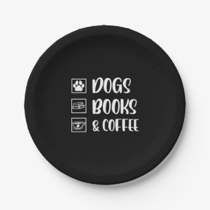 Dogs Books Coffee Funny Dog Paper Plate