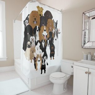 Dogs, Cat, Chicken Shower Curtain