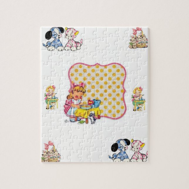 dogs cat vintage jigsaw puzzle (Vertical)