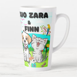 Dogs, Cats, Feathered Delights Amidst Nature Latte Mug