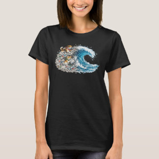 Dogs & Cats Turn Plastic Wave Into Blue Ocean  T-Shirt